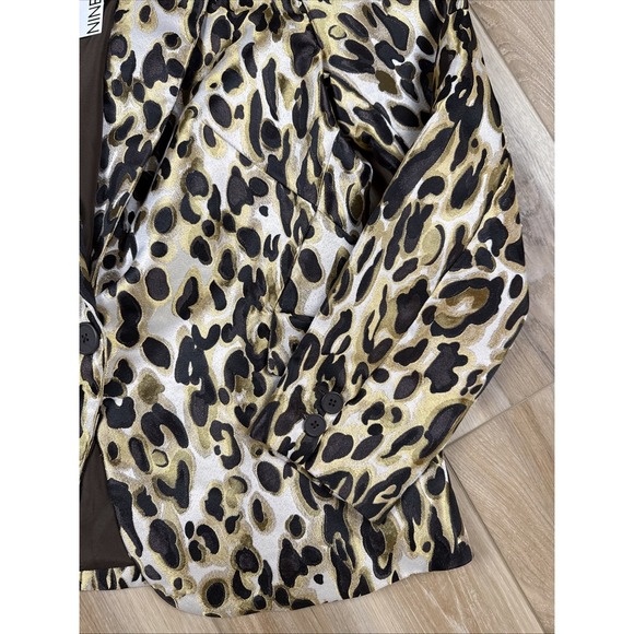 Nine West Women's Size L Gold Metallic Leopard Print Blazer –NEW - Picture 6 of 7